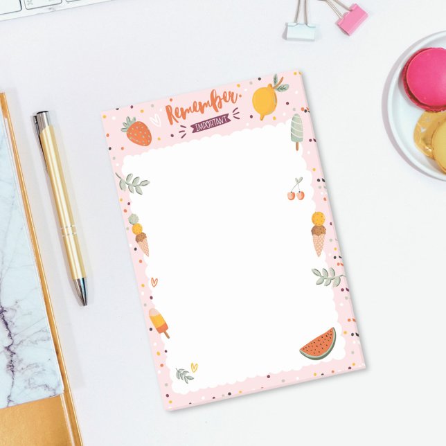 Bloco De Notas Ilustração de Sorvete de Frutas de Verão Fofa (In situ)