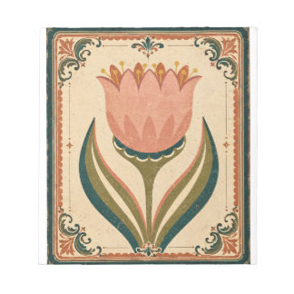 Bloco De Notas Ilustração de Tulipa Antiga em Estilo Folclórico V