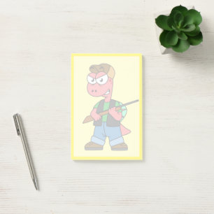 Bloco De Notas Ilustração De Um Caçador De Espinossauro Com Arma.