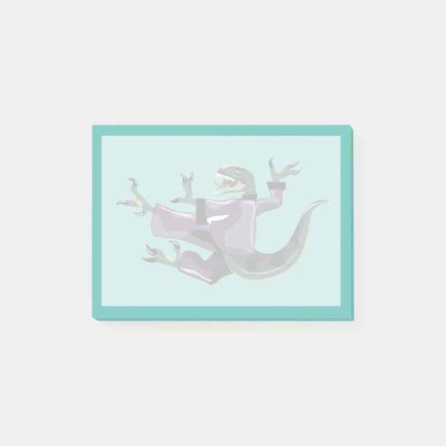 Bloco De Notas Ilustração De Um Caratê De Execução De Raptor. (Frente)