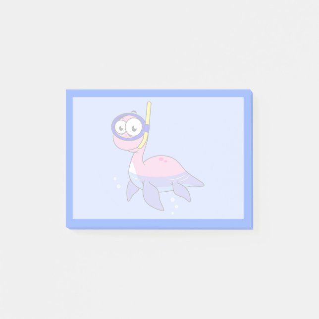 Bloco De Notas Ilustração De Um Monstro De Snorkeling Loch Ness. (Frente)