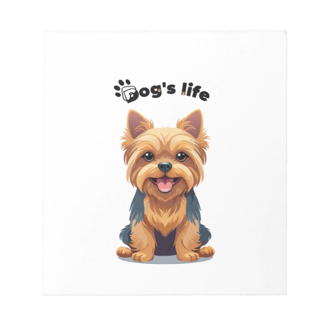 Bloco De Notas Ilustração Divertida da Vida de Yorkshire Terrier (Frente)