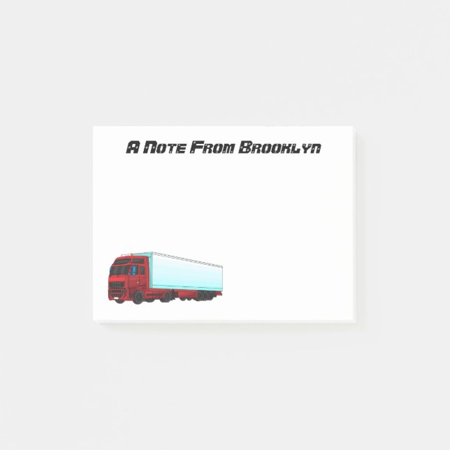 Bloco De Notas Ilustração do caminhão do trailer vermelho (Frente)