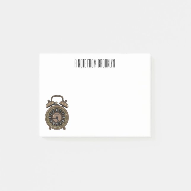 Bloco De Notas Ilustração do desenho do relógio do alarme (Frente)