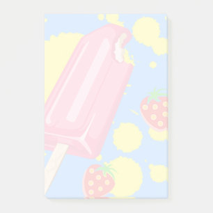 Bloco De Notas Ilustração do picolé rosa e morangos
