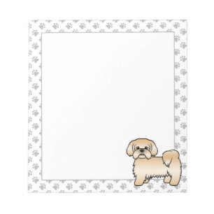 Bloco De Notas Ilustração Dourada do Cão de Cartoon Shih Tzu Cute