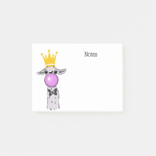 Bloco De Notas Ilustração engraçada do lama que funde uma bolh