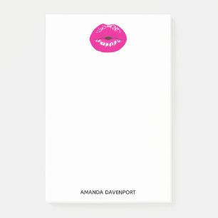 Bloco De Notas Ilustração Glamorosa de Lábios Rosa-Quente