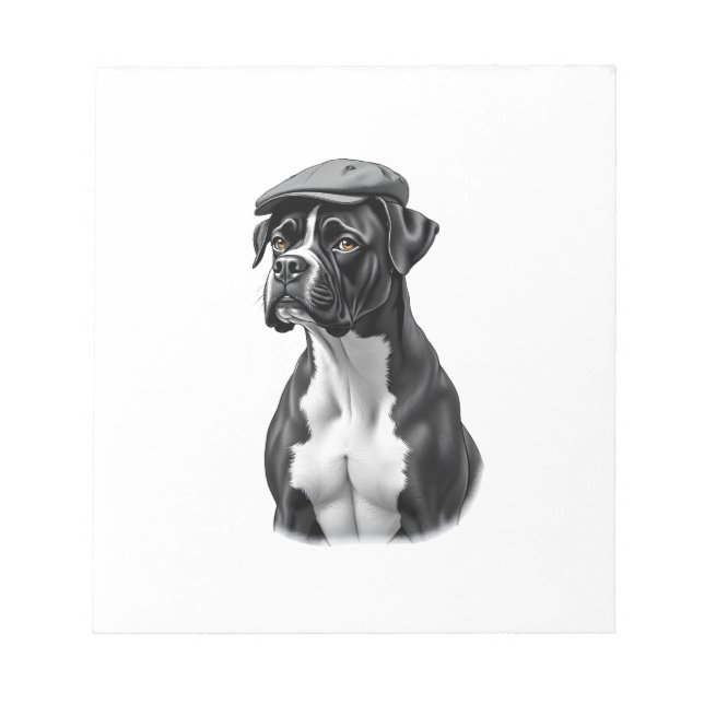 Bloco De Notas Ilustração Gráfica Monocromática de Boxer Antigo c (Frente)