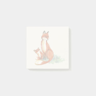 Bloco De Notas Ilustração Momma Fox e Baby Watercolor