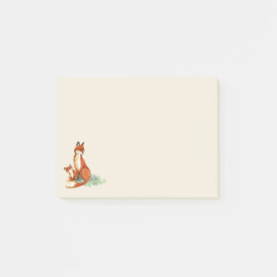 Bloco De Notas Ilustração Momma Fox e Baby Watercolor