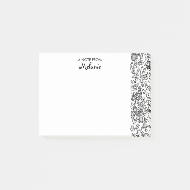 Bloco De Notas Ilustração Personalizada de Pássaros Preto e Branc (Frente)