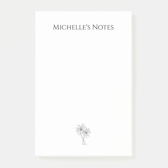 Bloco De Notas Ilustração Simples De Palmeiras Tropicais Desenhad (Frente)