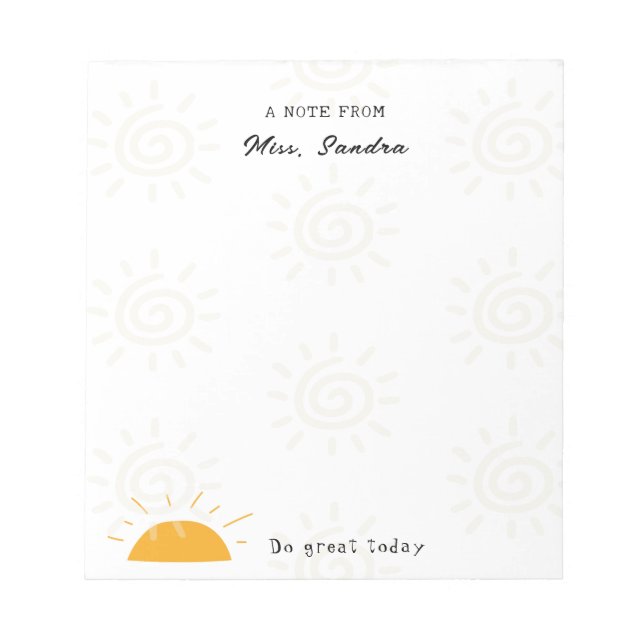 Bloco De Notas Ilustração Sun Nota Do Professor (Frente)