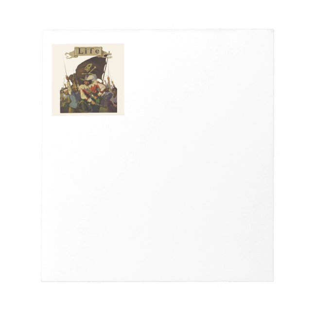 Bloco De Notas Ilustração Vintage da Vida Pirata de Wyeth (Frente)