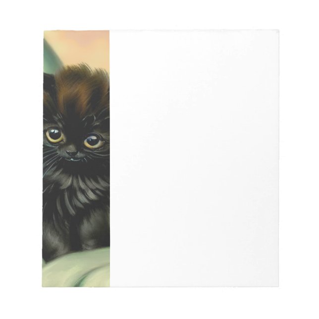 Bloco De Notas Ilustração Vintage de Gatinho Preto (Frente)