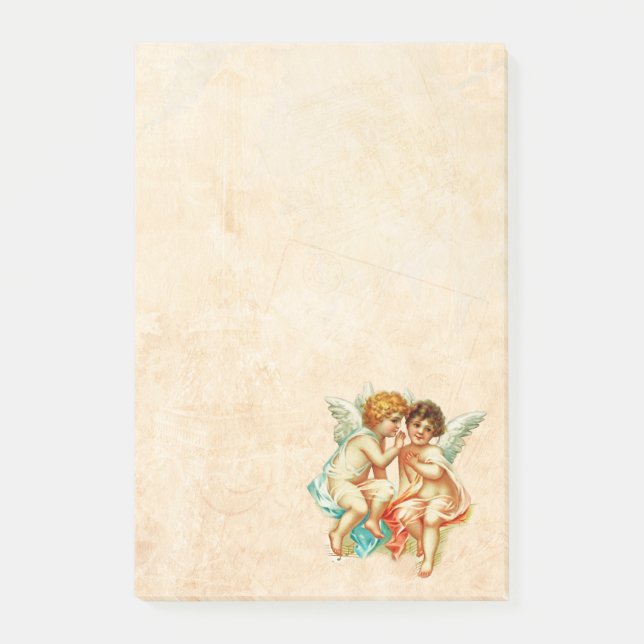 Bloco De Notas Ilustração Vintage Ephemera Angel Cherubs (Frente)