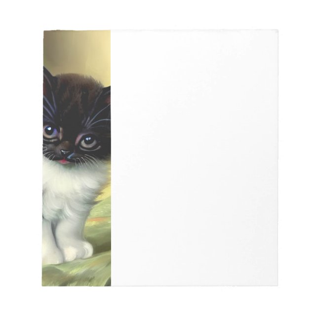 Bloco De Notas Ilustração Vintage Tuxedo Kitten (Frente)