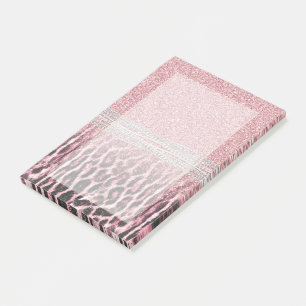 Bloco De Notas Imagem brilhante do animal Leopard, rosa-menina
