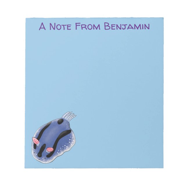 Bloco De Notas Imagem de desenho animado azul-nudibranch bonito (Frente)