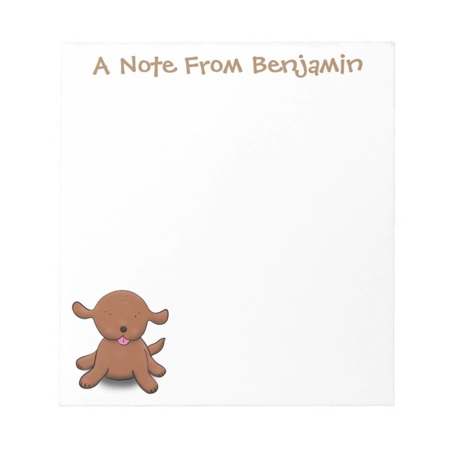 Bloco De Notas Imagem de desenho animado de cachorro feliz e boni (Frente)