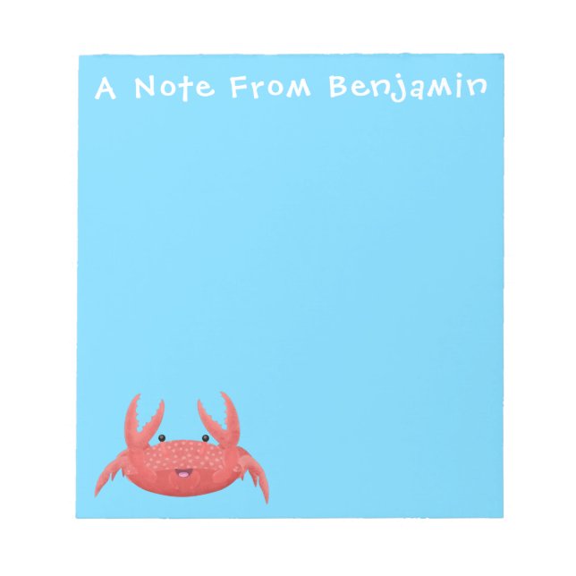 Bloco De Notas Imagem de desenho animado de caranguejo vermelho-b (Frente)