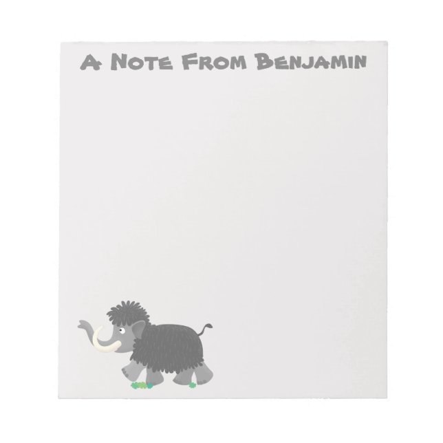Bloco De Notas Imagem de desenho animado de mamute boazona (Frente)
