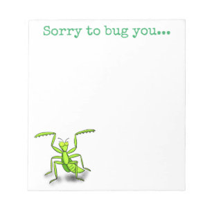 Bloco De Notas Imagem de desenho animado de mantis verde-branca