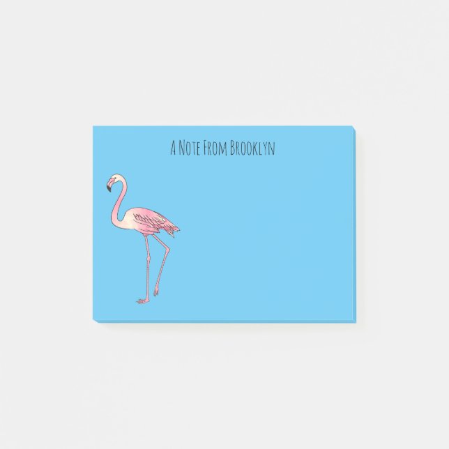 Bloco De Notas Imagem de desenho animado de pássaro Flamingo (Frente)