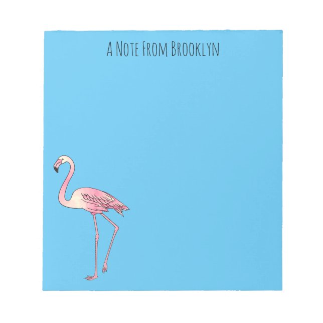Bloco De Notas Imagem de desenho animado de pássaro Flamingo (Frente)
