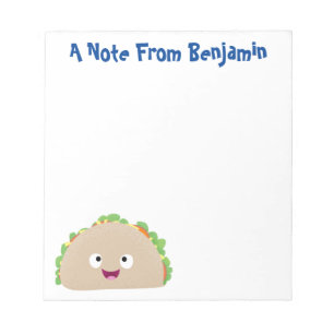Bloco De Notas Imagem de desenho animado de taco feliz e bonito 