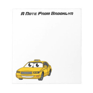 Bloco De Notas Imagem de desenho animado de táxi amarelo bonito