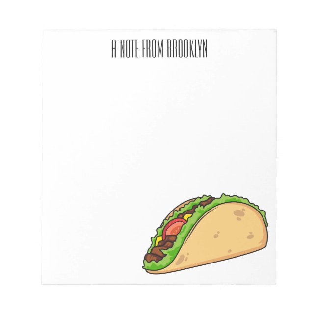 Bloco De Notas Imagem de desenho animado do Taco (Frente)