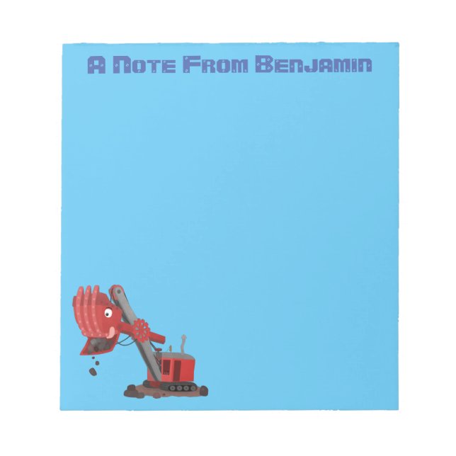 Bloco De Notas Imagem do desenho animado da pá-pá-vapor vermelha, (Frente)