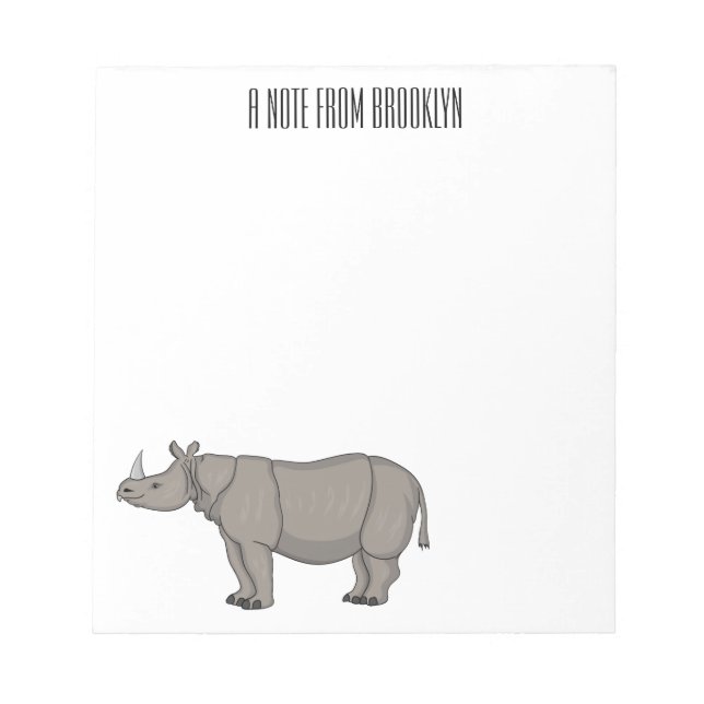 Bloco De Notas Imagem do desenho animado de Javan rhinoceros (Frente)