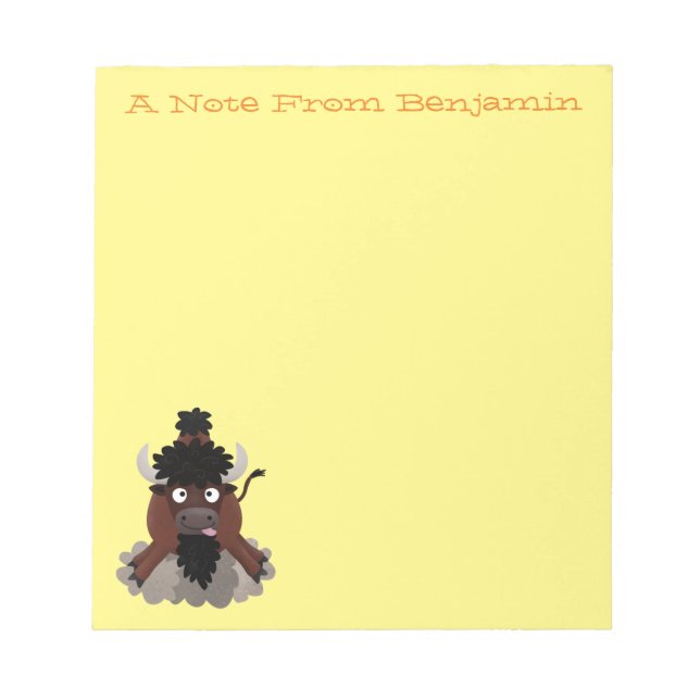 Bloco De Notas Imagem engraçada de desenho animado de bisonte de  (Frente)