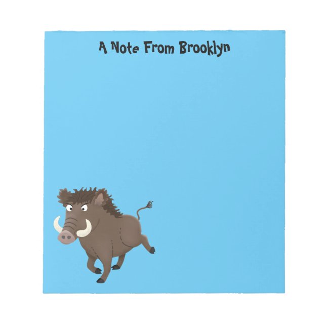 Bloco De Notas Imagem engraçada de desenho animado de javalis (Frente)