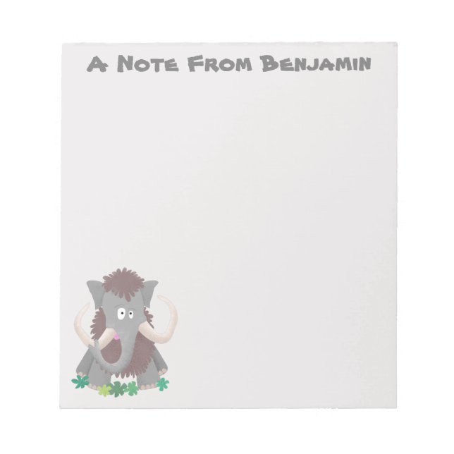 Bloco De Notas Imagem engraçada de desenho animado de mamute (Frente)