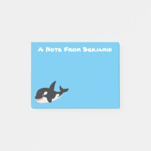 Bloco De Notas Imagem engraçada de desenho animado de orca