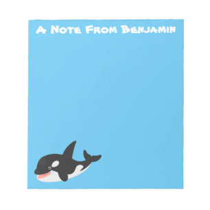 Bloco De Notas Imagem engraçada de desenho animado de orca