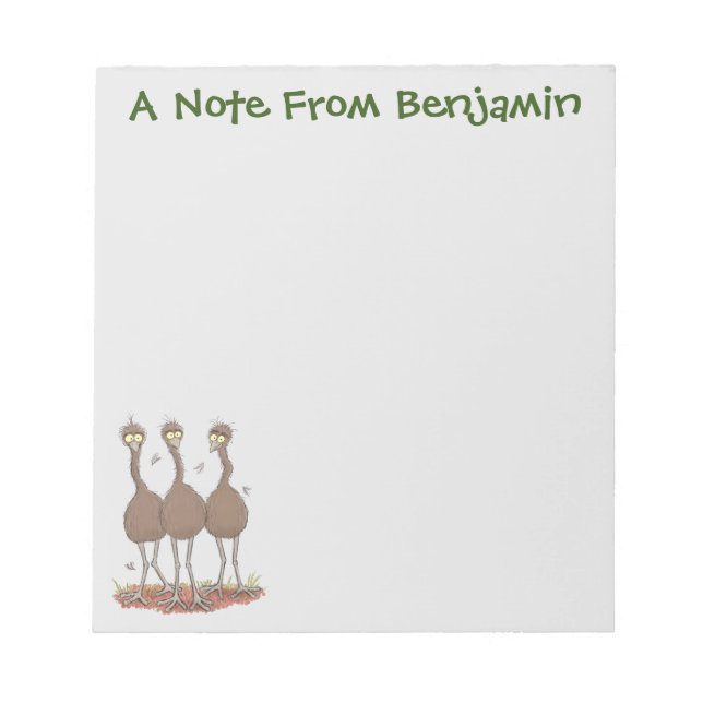 Bloco De Notas Imagem engraçada do desenho animado emu australian (Frente)