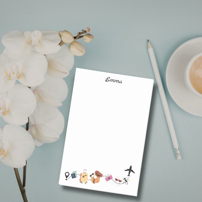 Bloco De Notas Imagens fofas de viagem e avião, Personalizadas (Criador carregado)