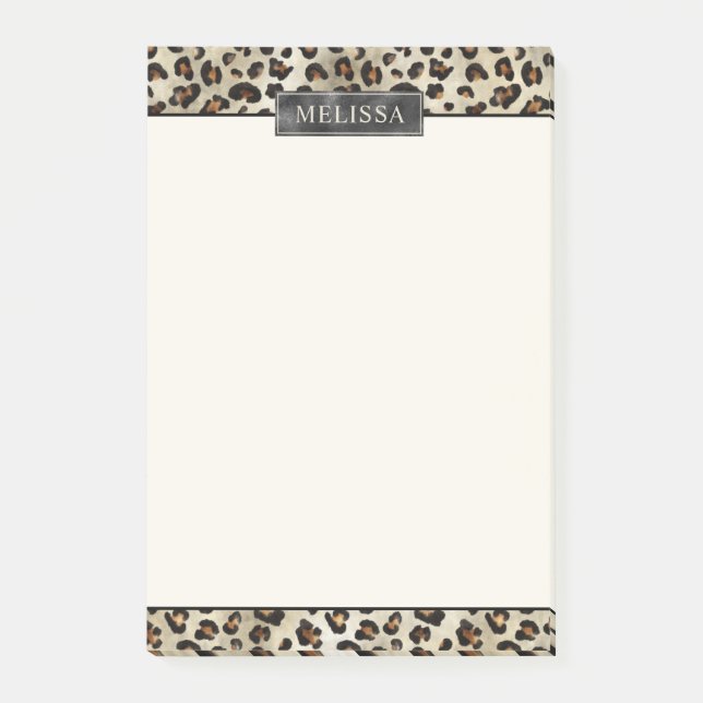 Bloco De Notas Impressão Animal Leopardo Com Folha Preta Falsa E  (Frente)
