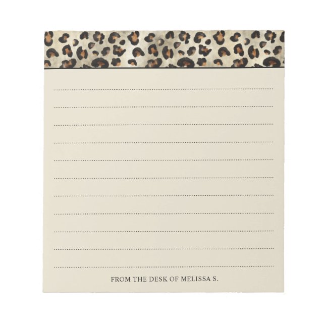 Bloco De Notas Impressão Animal Leopardo Com Linhas E Texto Perso (Frente)