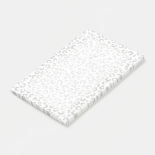 Bloco De Notas Impressão Animal Leopardo Látea Branca Elegante