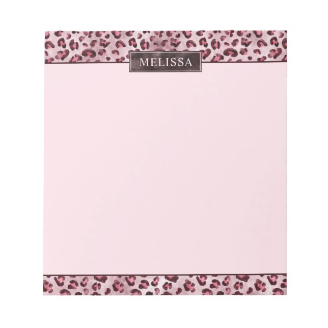 Bloco De Notas Impressão Animal Leopardo Rosa Com Folha Falsa E N (Frente)