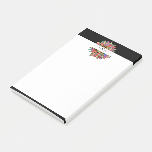 Bloco De Notas Impressão arco-íris e leopardo personalizada (Inclinado)