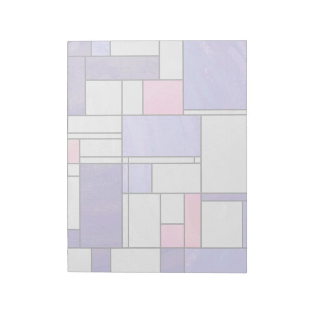 Bloco De Notas Impressão branco roxo, cor-de-rosa, mondriano (Invertido)