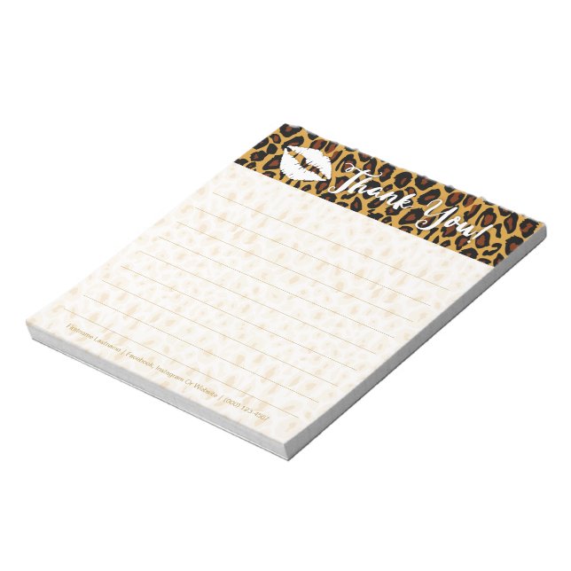 Bloco De Notas Impressão Chic Leopard com Lábios Obrigado Notepad (Invertido)
