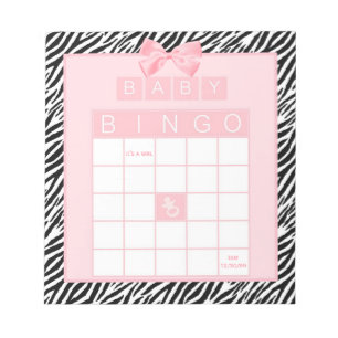 Bloco De Notas Impressão da zebra da fita do rosa do Bingo do ch